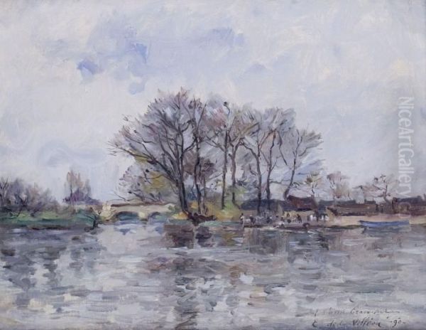 Bord De Riviere Oil Painting by Emmanuel De La Villeon