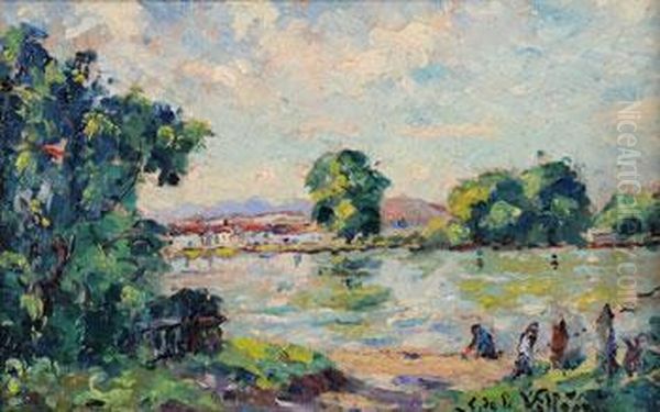 Le Bassin De Castelnaudary, Aude Oil Painting by Emmanuel De La Villeon