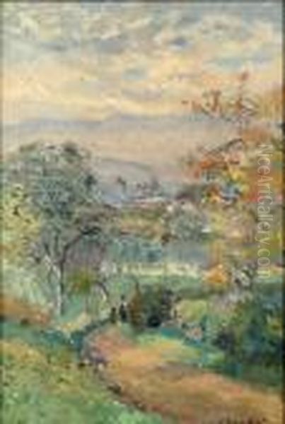 Promenade Au Printemps Pres De Yverdon Oil Painting by Emmanuel De La Villeon