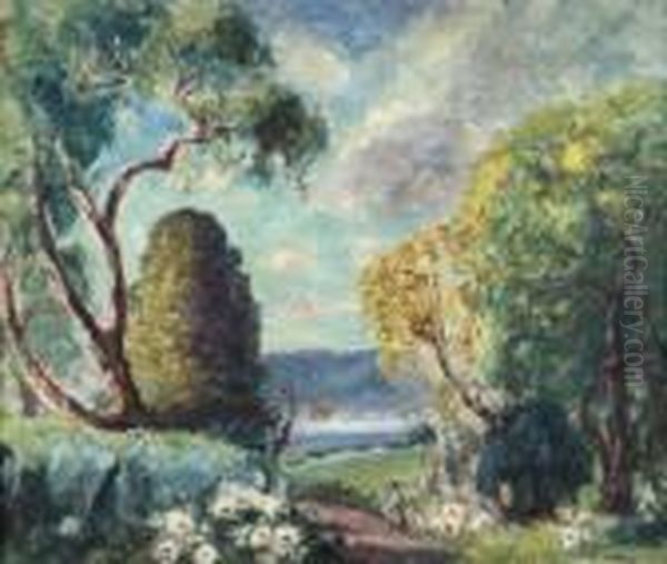 Paysage De Printemps Oil Painting by Emmanuel De La Villeon