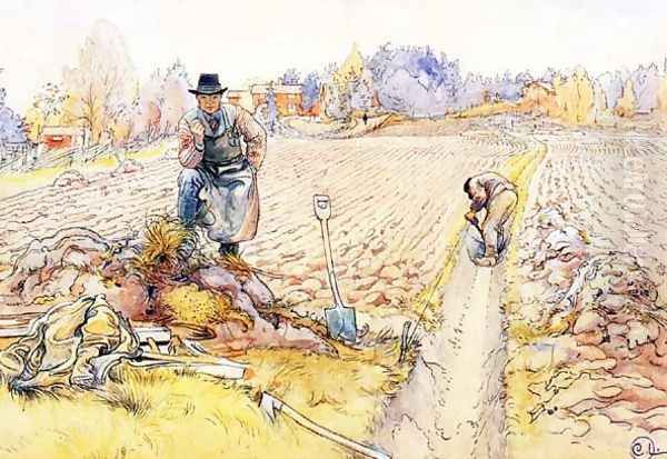 The Ditching Oil Painting by Carl Larsson