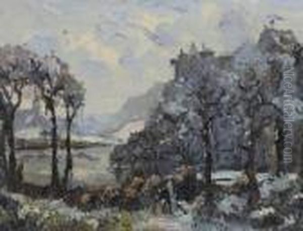 C Sous La Neige Oil Painting by Emmanuel De La Villeon