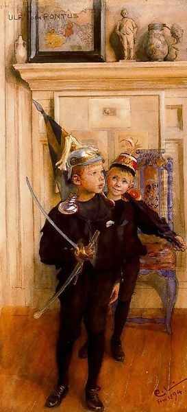 Ulf and Pontus Oil Painting by Carl Larsson