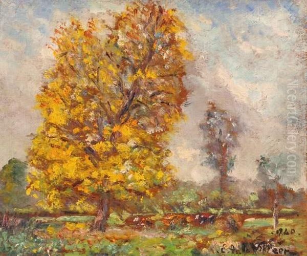 Arbres En Automne Oil Painting by Emmanuel De La Villeon