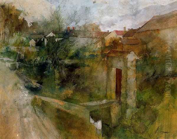 View of Montcourt Oil Painting by Carl Larsson