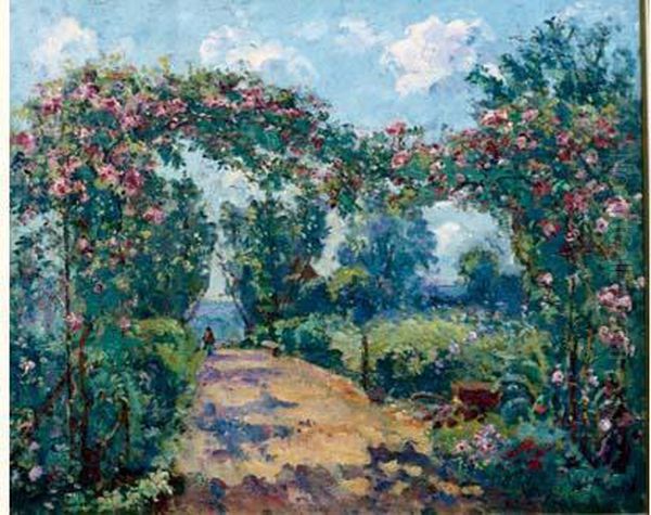 Jardin Fleuri Oil Painting by Emmanuel De La Villeon