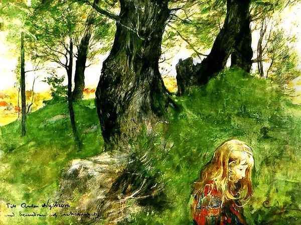 Suzanne In The Woods Oil Painting by Carl Larsson