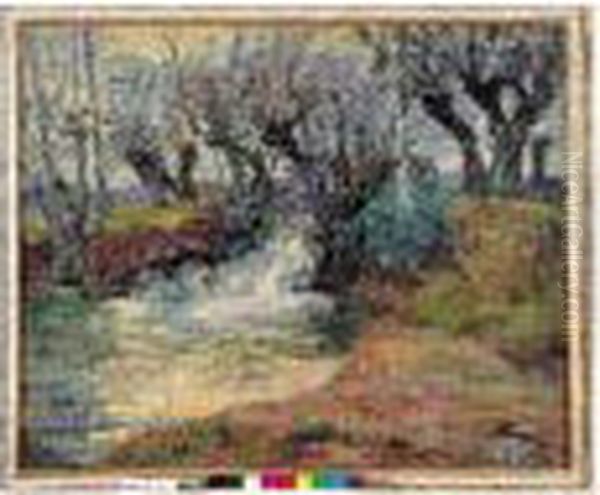 La Cascade De La Cannierie, 1903. Oil Painting by Emmanuel De La Villeon