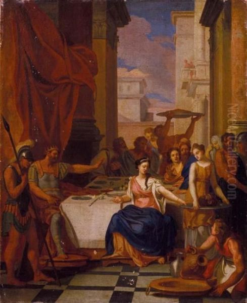 La Testa Del Battista Consegnata A Salome Durante Il Banchetto Di Erode Oil Painting by Gerard de Lairesse