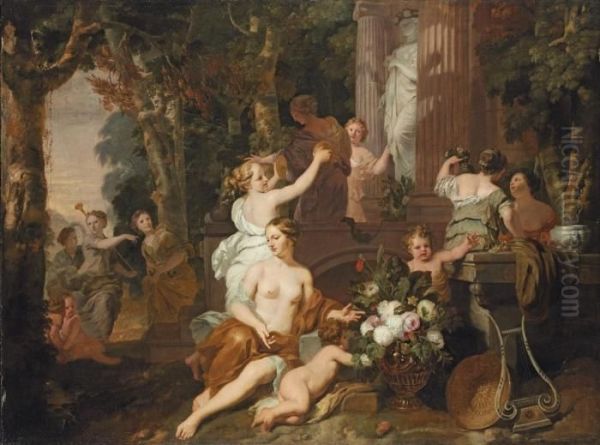 Nymphs And Bacchantes Paying Homage At The Temple Of Flora Oil Painting by Gerard de Lairesse