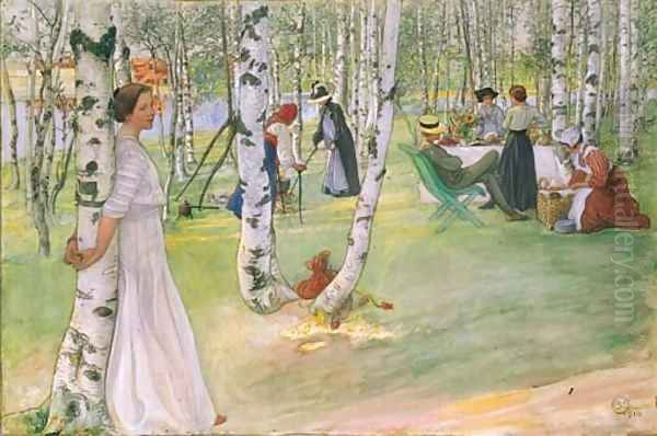 Breakfast in the open (Frukost i det grona) Oil Painting by Carl Larsson