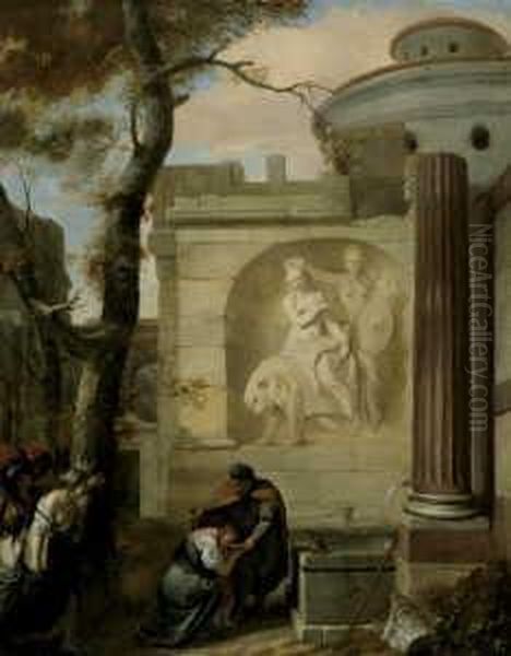 Die Rast Am Brunnen. Oil Painting by Gerard de Lairesse