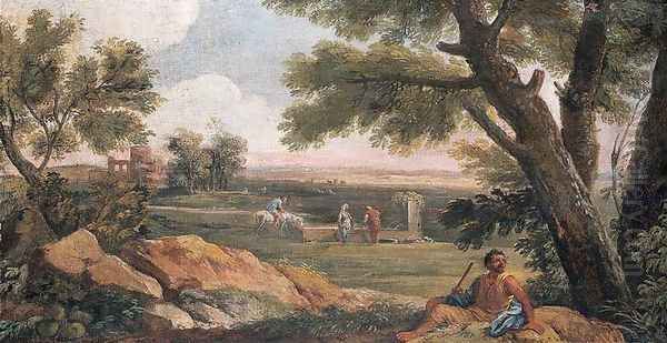 Landscape in Lazio with a Well Oil Painting by Andrea Locatelli