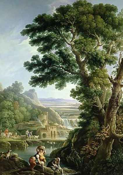 A Landscape in Latium with Washerwomen Oil Painting by Andrea Locatelli