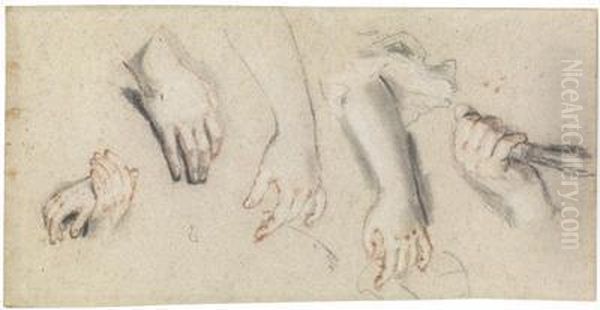 A Study Sheet With Hands Oil Painting by Nicolas de Largillierre