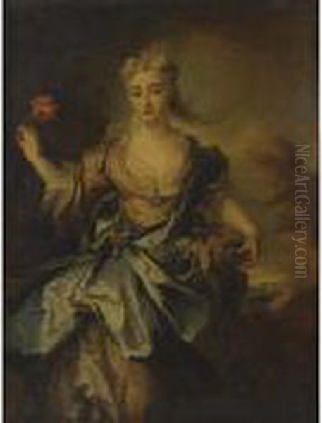 Portrait De Jeune Femme De Trois-quarts Oil Painting by Nicolas de Largillierre