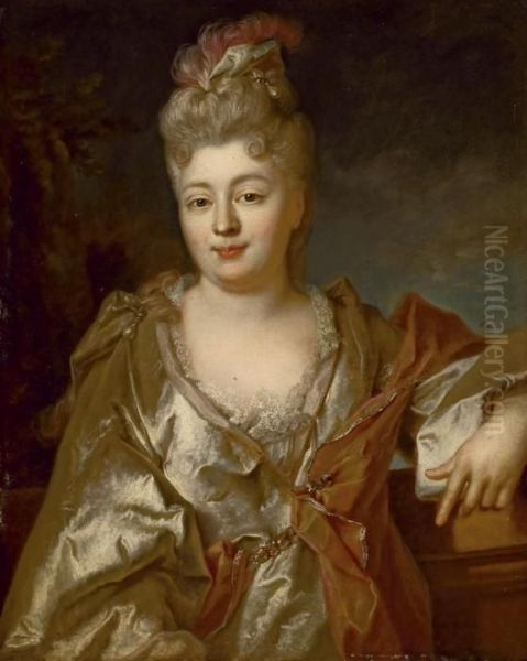 Portrait En Buste De Madame Titon Du Coigny Oil Painting by Nicolas de Largillierre