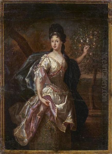 Portrait D'helene Lambert, Fille Du President Lambert Mariee Amonsieur De Motteville Oil Painting by Nicolas de Largillierre