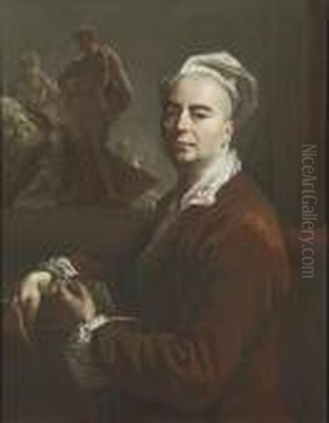 Portrait Of The Artist In His Studio Oil Painting by Nicolas de Largillierre