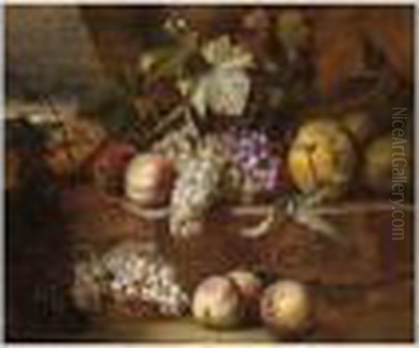 Nature Morte Aux Raisins, Coings Et Peches Oil Painting by Nicolas de Largillierre