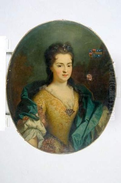 Portrait De Marie Madeleine De Lyonne Du Servon Oil Painting by Nicolas de Largillierre