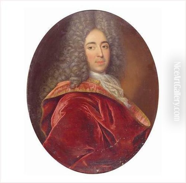 Portrait D'homme Au Manteau Rouge Oil Painting by Nicolas de Largillierre