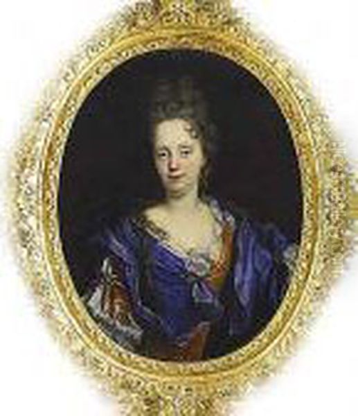 Retrato De Dama De Medio Cuerpo, Vestida De Azul Oil Painting by Nicolas de Largillierre