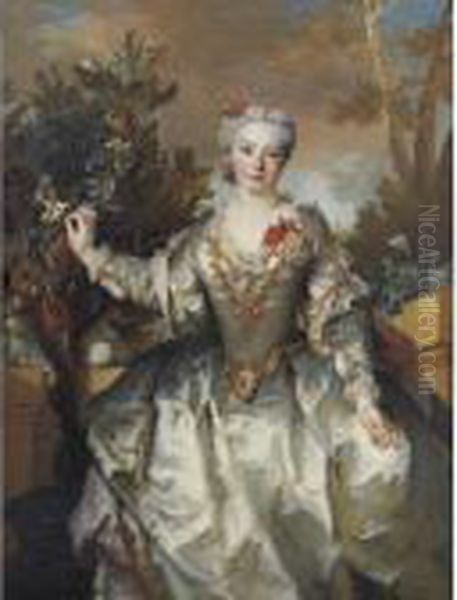 Portrait Of The Comtesse De Montchal (1715-1793) Oil Painting by Nicolas de Largillierre