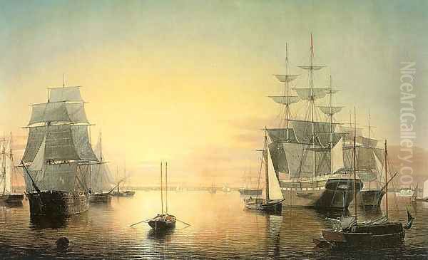 Boston Harbor 1850-55 Oil Painting by Fitz Hugh Lane