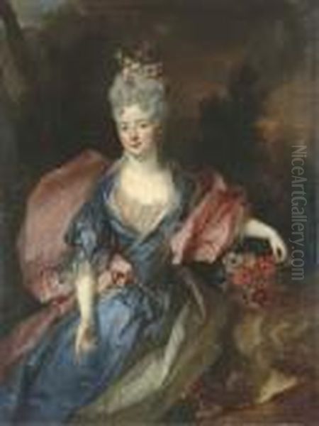 Portrait D'une Dame En Flore Oil Painting by Nicolas de Largillierre