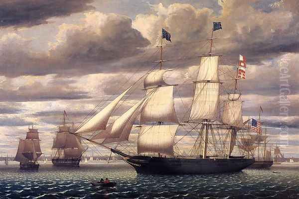 Clipper Ship 'Southern Cross' Leaving Boston Harbor Oil Painting by Fitz Hugh Lane