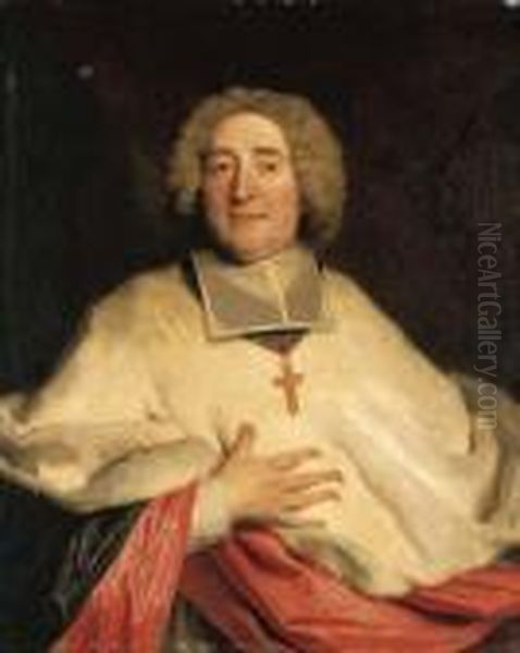 Portrait Of A Bishop, Bust-length, In Winter Dress Oil Painting by Nicolas de Largillierre