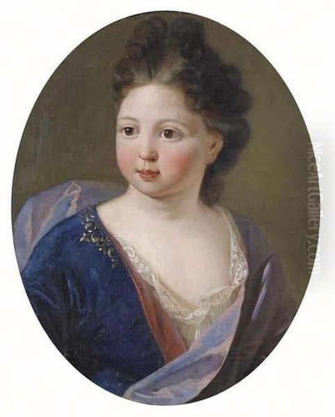 Portrait Of A Young Woman. Oil Painting by Nicolas de Largillierre