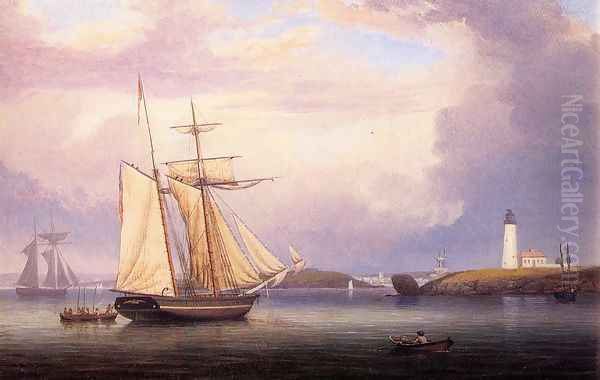 Drying Sails off Ten Pound Island Oil Painting by Fitz Hugh Lane