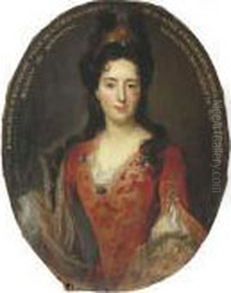 Portrait D'angelique D'hautefort Oil Painting by Nicolas de Largillierre