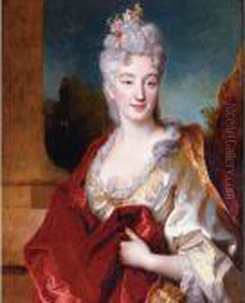 Portrait Of A Lady, Said To Be The Comtesse De Courcelles Oil Painting by Nicolas de Largillierre