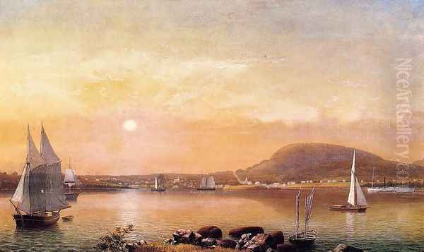 Camden Mountains and Harbor from the North Point of Negro Island Oil Painting by Fitz Hugh Lane