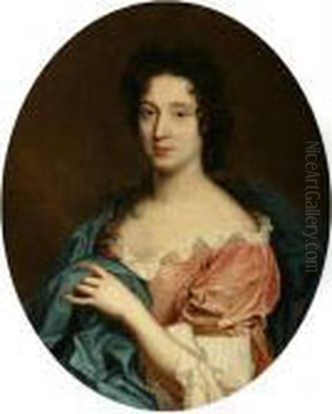 Attributed To Nicolas De Largilliere . Portrait Of Francoise Bertaut De Motteville Oil Painting by Nicolas de Largillierre