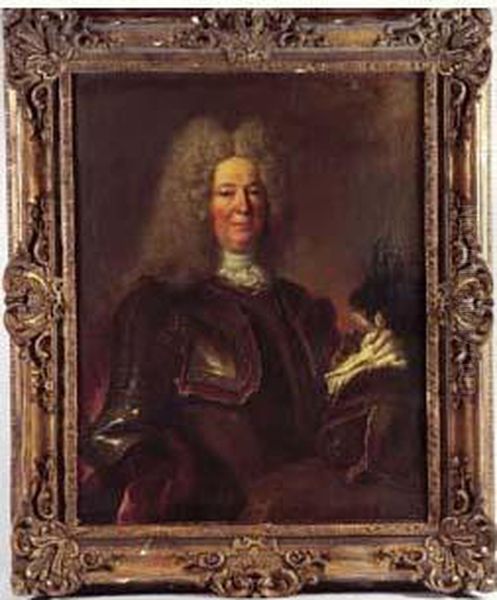 Portrait D'un Gentilhomme En Armure Oil Painting by Nicolas de Largillierre