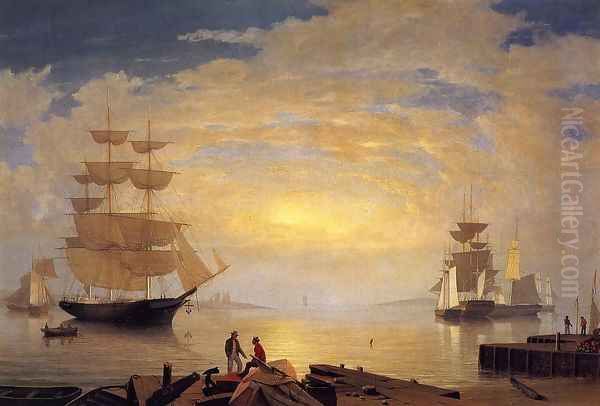 Gloucester Harbor at Sunrise Oil Painting by Fitz Hugh Lane