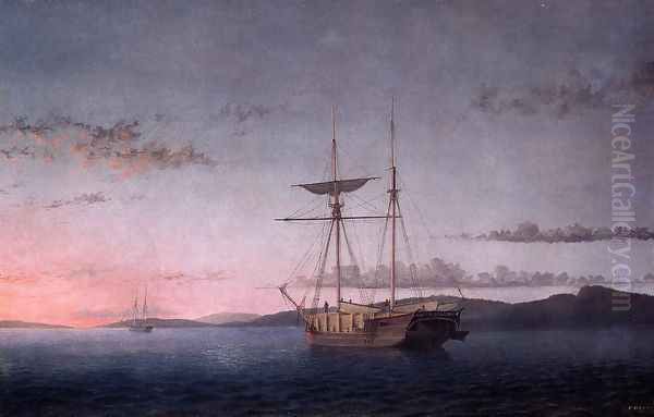 Lumber Schooners at Evening on Penobscot Bay Oil Painting by Fitz Hugh Lane