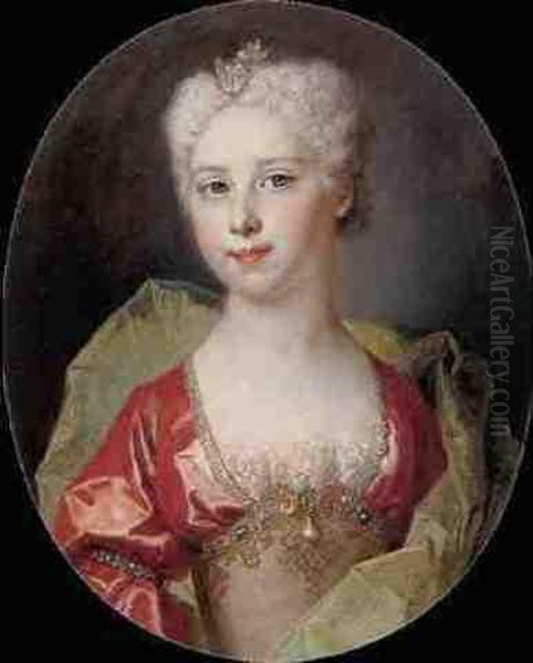 Portrait Of Marie-elisabeth Pommyer (born Circa 1712) Oil Painting by Nicolas de Largillierre