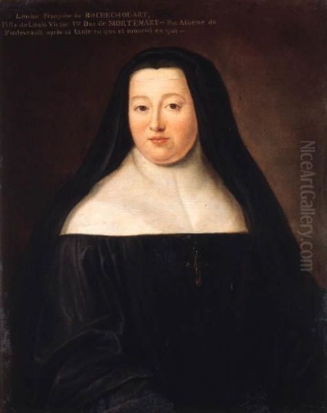 Portrait Of Abbess Louise Francoise De Rochechouart, Half-length,in A Wimple Oil Painting by Nicolas de Largillierre