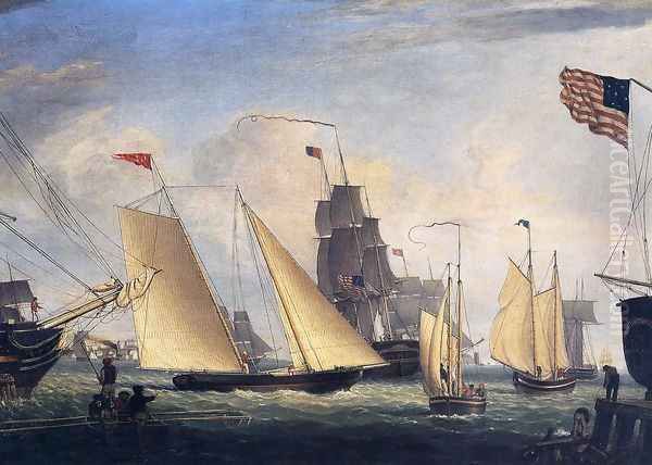 Yacht 'Northern Light' in Boston Harbor Oil Painting by Fitz Hugh Lane