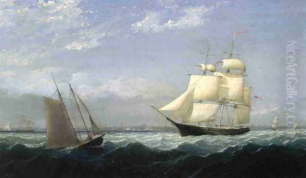 Ships in Boston Harbor Oil Painting by Fitz Hugh Lane