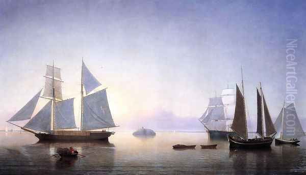 Becalmed off Halfway Rock Oil Painting by Fitz Hugh Lane