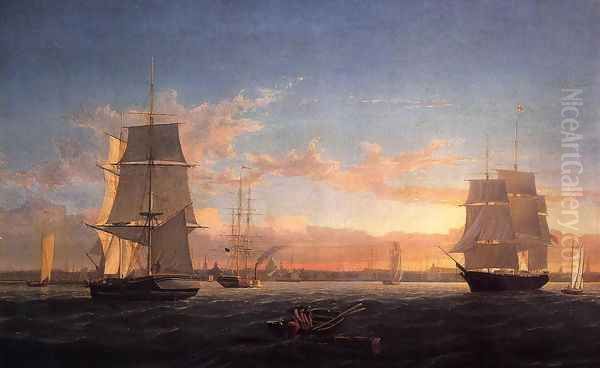 Boston Harbor at Sunser I Oil Painting by Fitz Hugh Lane