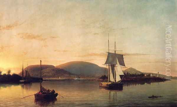 Camden Mountains from the South Entrance to the Harbor 1859 Oil Painting by Fitz Hugh Lane