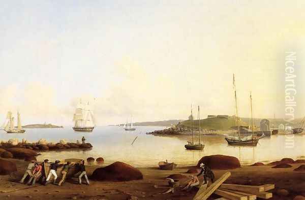 The Fort and Ten Pound Island, Gloucester, Massachusetts Oil Painting by Fitz Hugh Lane