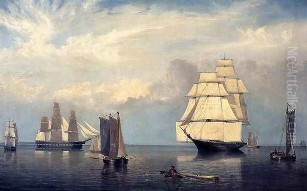 Salem Harbor Oil Painting by Fitz Hugh Lane